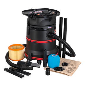 Vacuum Cleaner Industrial Wet/Dry 35L 1200W/230V Plastic Drum M Class Filtration Self-Clean Filter - PC35230V - Farming Parts