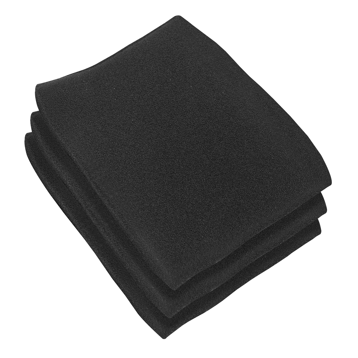 A neatly folded black blanket lies on a white background, reminiscent of the precision seen in Sealey products like the Foam Filter - Pack of 3 - PC380MFF.