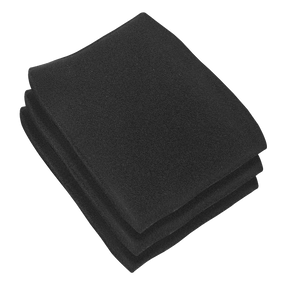 A neatly folded black blanket lies on a white background, reminiscent of the precision seen in Sealey products like the Foam Filter - Pack of 3 - PC380MFF.