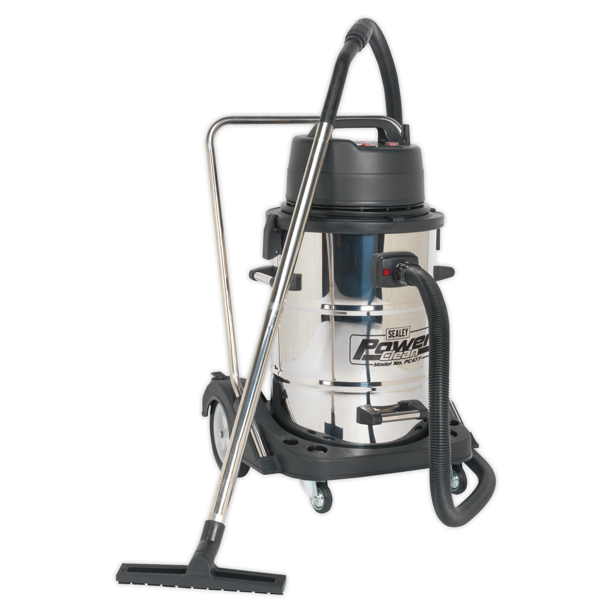 Vacuum Cleaner Industrial Wet & Dry 77L Stainless Steel Drum with Swivel Emptying 2400W - PC477 - Farming Parts