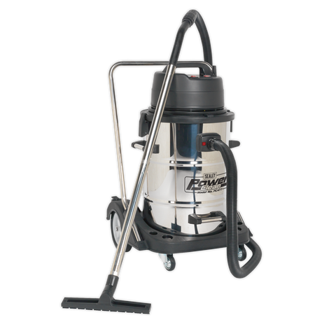 Vacuum Cleaner Industrial Wet & Dry 77L Stainless Steel Drum with Swivel Emptying 2400W - PC477 - Farming Parts