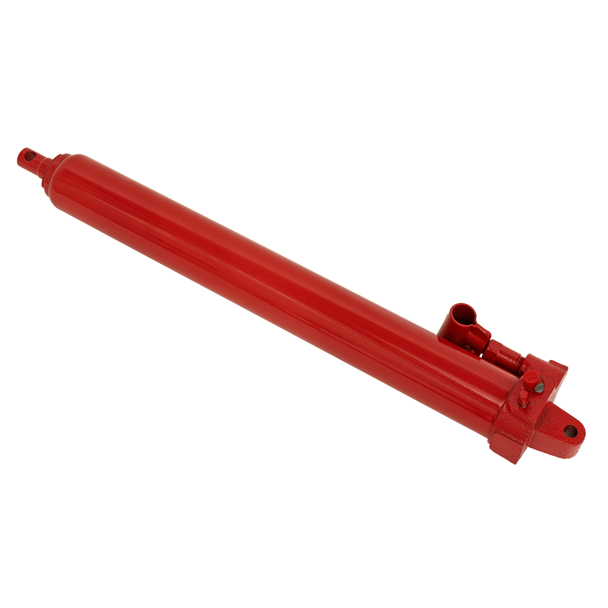 The Sealey Hydraulic Ram for PH5 - PH5.10 is a red cylinder with mounting points at both ends, designed for lifting and moving heavy loads, similar to those used in engine cranes.