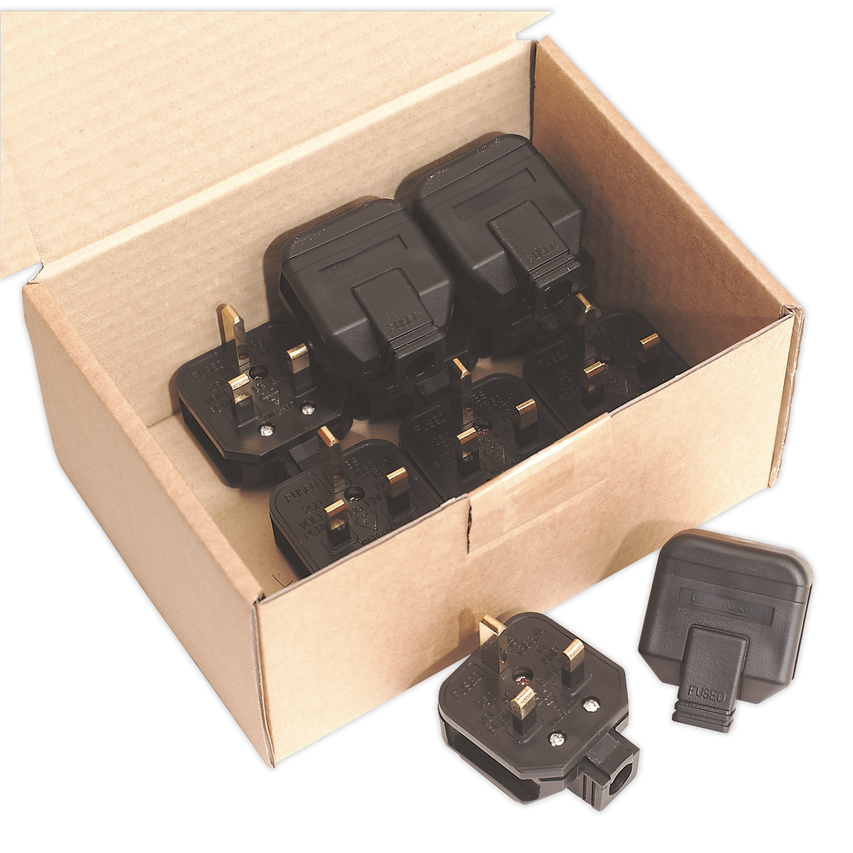 Black 13A heavy-Duty Plug Pack of 10 - PL/13/3 - Farming Parts