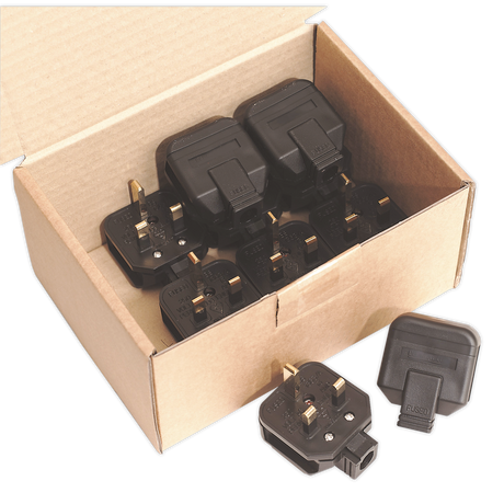 Black 13A heavy-Duty Plug Pack of 10 - PL/13/3 - Farming Parts