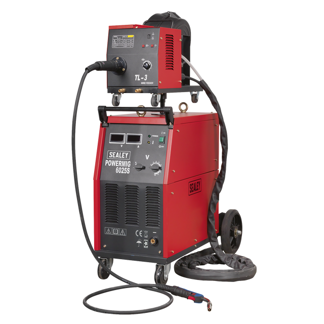 Professional MIG Welder 250A 415V 3ph with Binzel® Euro Torch & Portable Wire Drive - POWERMIG6025S - Farming Parts