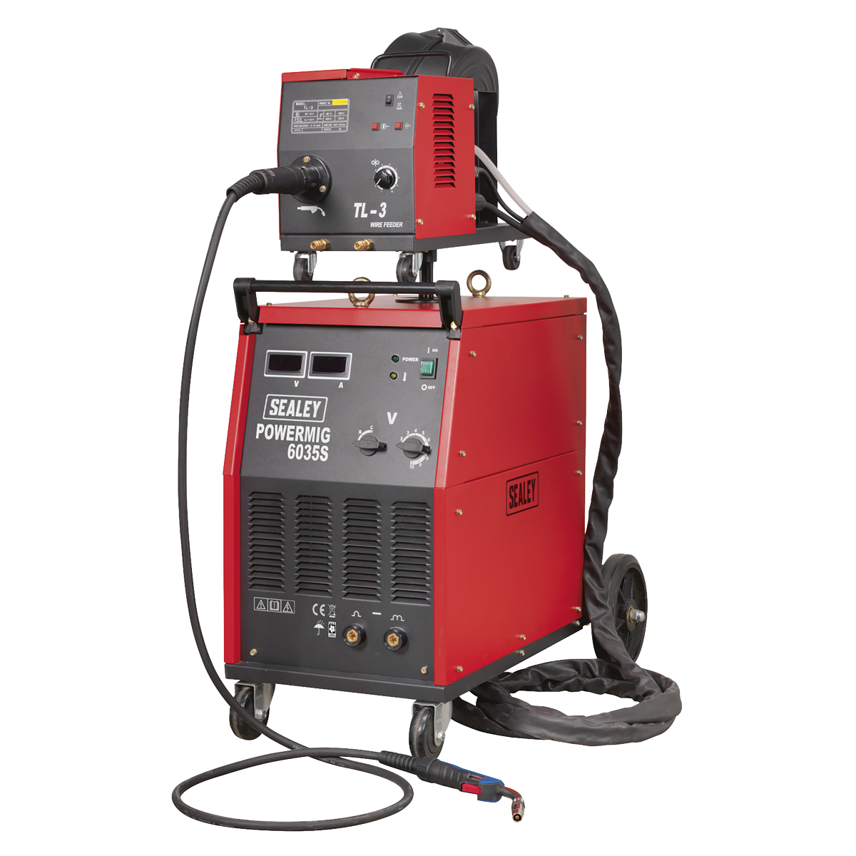 Professional MIG Welder 350A 415V 3ph with Binzel® Euro Torch & Portable Wire Drive - POWERMIG6035S - Farming Parts