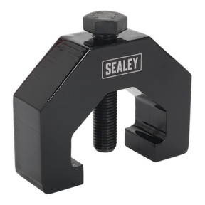 A Sealey Steering Drop Arm Puller - Land Rover Defender 90, 110, 130 - PS970 is a black tool with a central threaded bolt and the brand name prominently displayed on its top surface, ideal for working on steering drop arms in Defender 90, 110, and 130 Land Rovers.