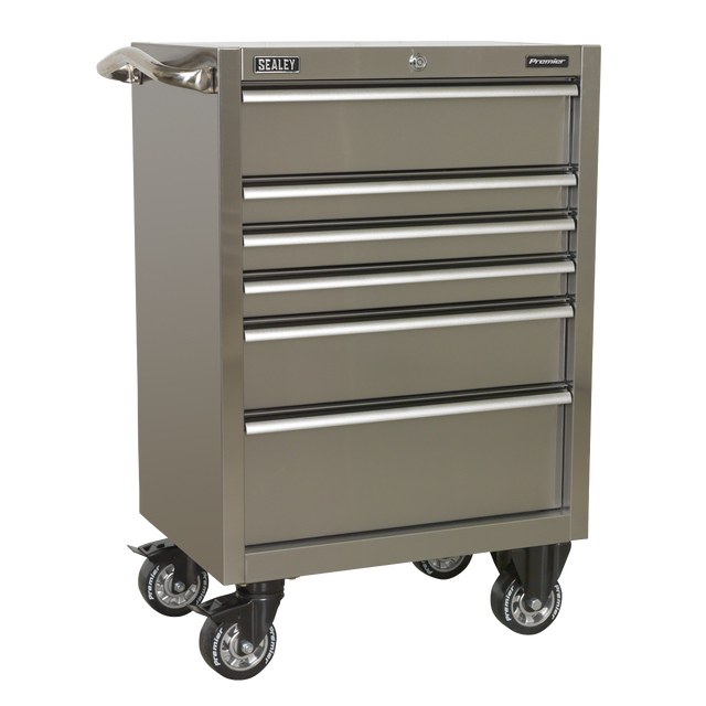 Rollcab 6 Drawer 675mm Stainless Steel Heavy-Duty - PTB67506SS - Farming Parts
