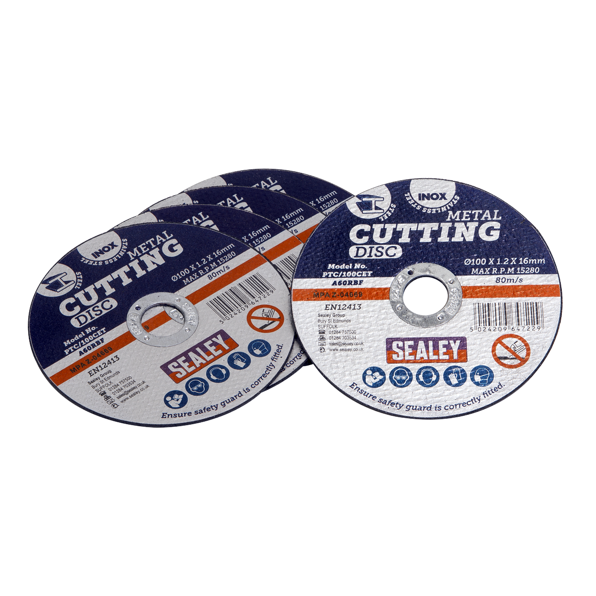 Cutting Disc Ø100 x 1.2mm Ø16mm Bore Pack of 5 - PTC/100CET5 - Farming Parts