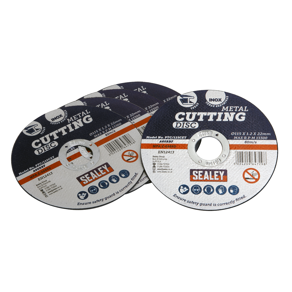 Cutting Disc Ø115 x 1.2mm Ø22mm Bore Pack of 5 - PTC/115CET5 - Farming Parts
