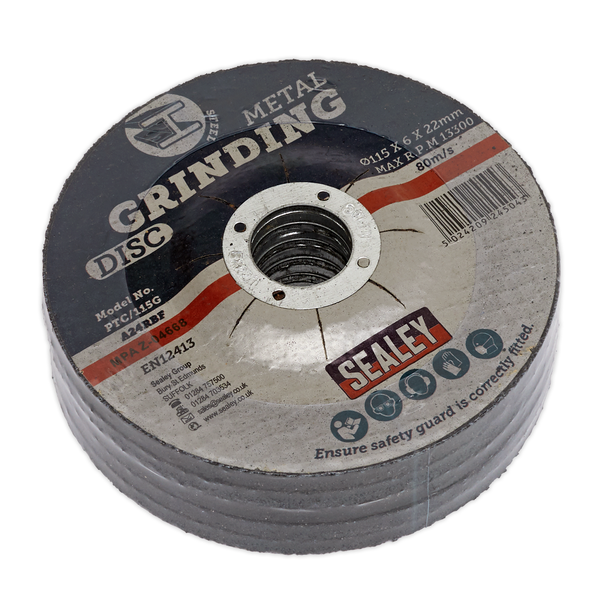 Grinding Disc Ø115 x 6mm Ø22mm Bore - Pack of 5 - PTC/115G5 - Farming Parts