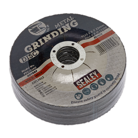 Grinding Disc Ø115 x 6mm Ø22mm Bore - Pack of 5 - PTC/115G5 - Farming Parts