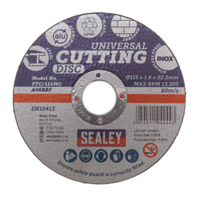 Multipurpose Cutting Disc Ø115 x 1.6mm Ø22.2mm Bore - PTC/115MC - Farming Parts