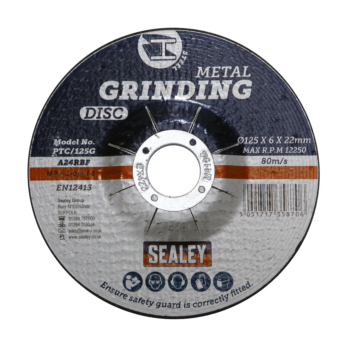 Grinding Disc Ø125 x 6mm Ø22mm Bore - PTC/125G - Farming Parts