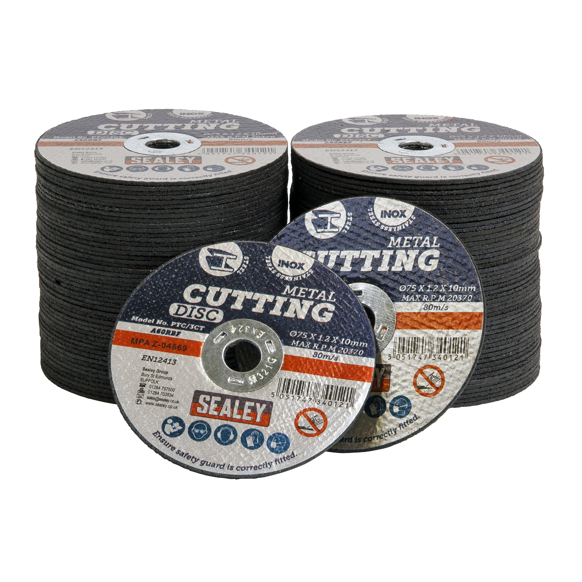 Cutting Disc Pack of 100 Ø75 x 1.2mm Ø10mm Bore - PTC/3CT100 - Farming Parts