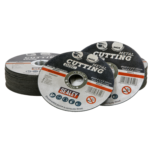 Cutting Disc Ø115 x 1.2mm Ø22mm Bore - Pack of 50 - PTC115CET50 - Farming Parts