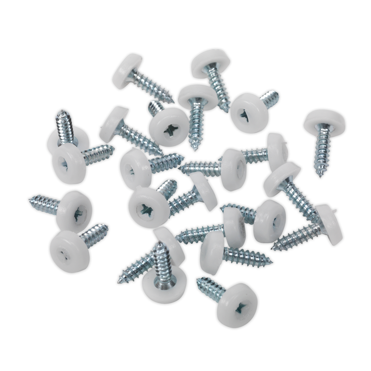 Numberplate Screw Plastic Enclosed Head 4.8 x 18mm White Pack of 50 - PTNP1 - Farming Parts