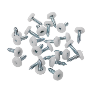 Numberplate Screw Plastic Enclosed Head 4.8 x 18mm White Pack of 50 - PTNP1 - Farming Parts