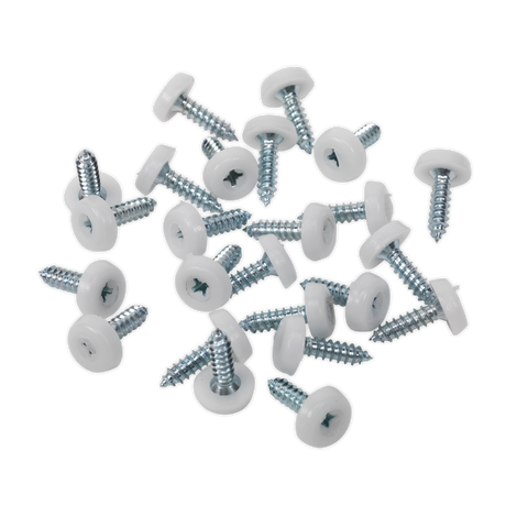 Numberplate Screw Plastic Enclosed Head 4.8 x 18mm White Pack of 50 - PTNP1 - Farming Parts