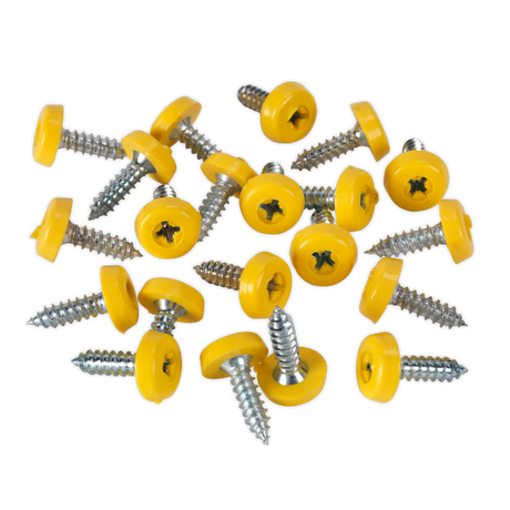 Numberplate Screw Plastic Enclosed Head 4.8 x 18mm Yellow Pack of 50 - PTNP2 - Farming Parts