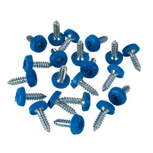 Numberplate Screw Plastic Enclosed Head 4.8 x 18mm Blue Pack of 50 - PTNP4 - Farming Parts