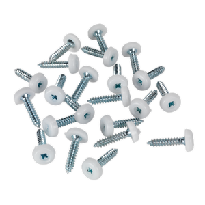 Numberplate Screw Plastic Enclosed Head 4.8 x 24mm White Pack of 50 - PTNP5 - Farming Parts