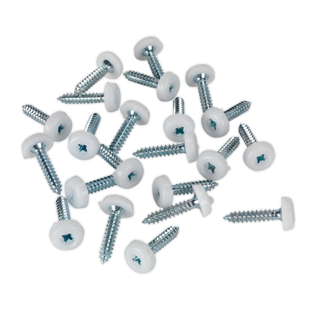 Numberplate Screw Plastic Enclosed Head 4.8 x 24mm White Pack of 50 - PTNP5 - Farming Parts