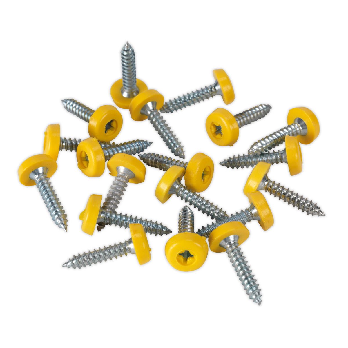 Numberplate Screw Plastic Enclosed Head 4.8 x 24mm Yellow Pack of 50 - PTNP6 - Farming Parts