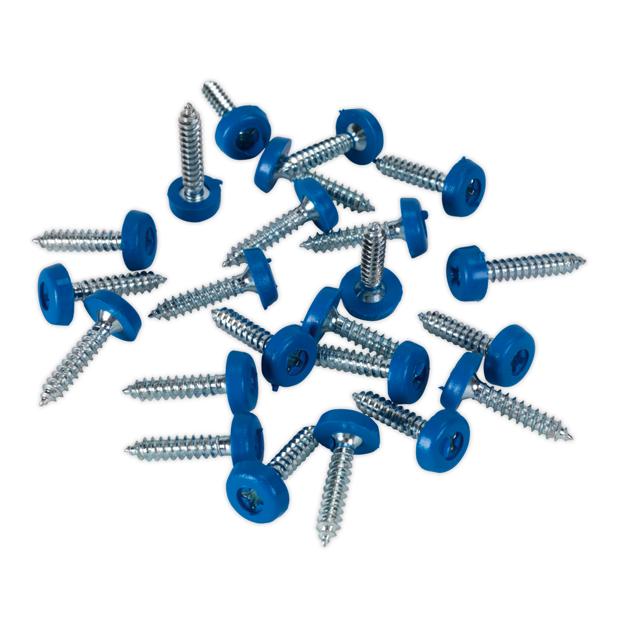 Numberplate Screw Plastic Enclosed Head 4.8 x 24mm Blue Pack of 50 - PTNP8 - Farming Parts