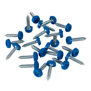 Numberplate Screw Plastic Enclosed Head 4.8 x 24mm Blue Pack of 50 - PTNP8 - Farming Parts