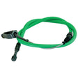 A Sparex PTO Clutch Cable (S.62198) that is coiled and green, featuring metallic connectors at both ends and a black clip attached near one of the connectors, with an outer cable length of 815mm.