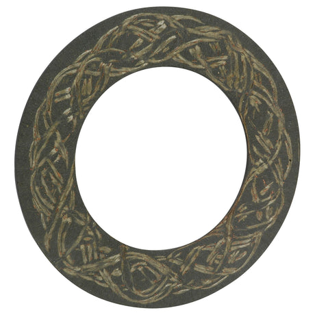 The PTO Friction Disc Only (Sparex Part No.S.6677) by Sparex is an intricately woven circular object with an 85mm inner diameter and an open center, resembling a wreath made of twisted vines or branches.