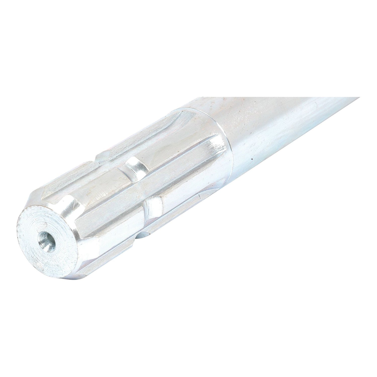 Close-up image of a Sparex PTO Splined Shaft with one end featuring a 1 3/8'' - 6 spline. This cylindrical shaft, identified as Sparex Part No.S.1546, measures 250mm in length and has a central hole in the grooved section at the end.