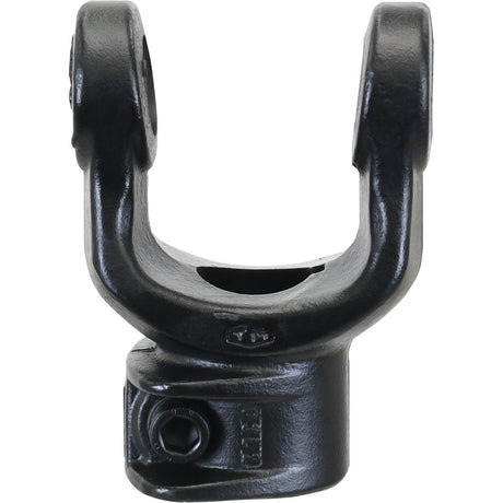 The Sparex PTO Yoke - Interfering Clamp Bolt (Sparex Part No. S.6114) features a U-shaped design with a bolt at the bottom, and is compatible with universal joints sized 30.2 x 92mm, having a bore diameter of 35mm and key size of 10mm.