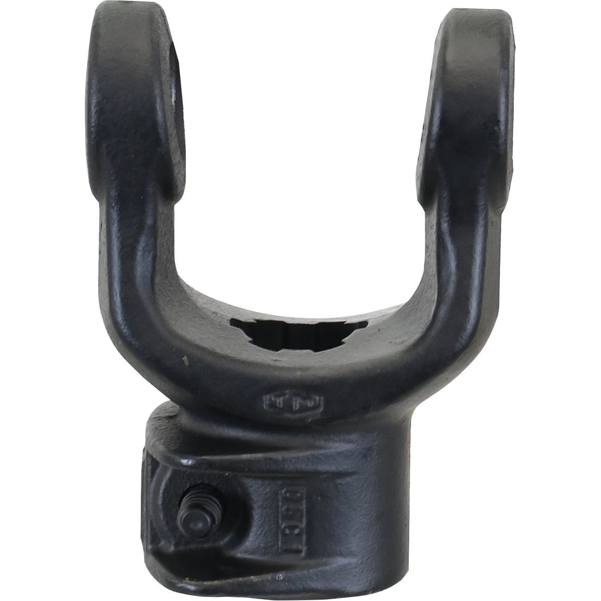 A PTO Yoke - Quick Release (U/J Size: 22 x 54.8mm, Size: 1 3/8''-6 Spline), branded as Sparex Part No.S.6008, with a dark finish is viewed from the front against a white background.