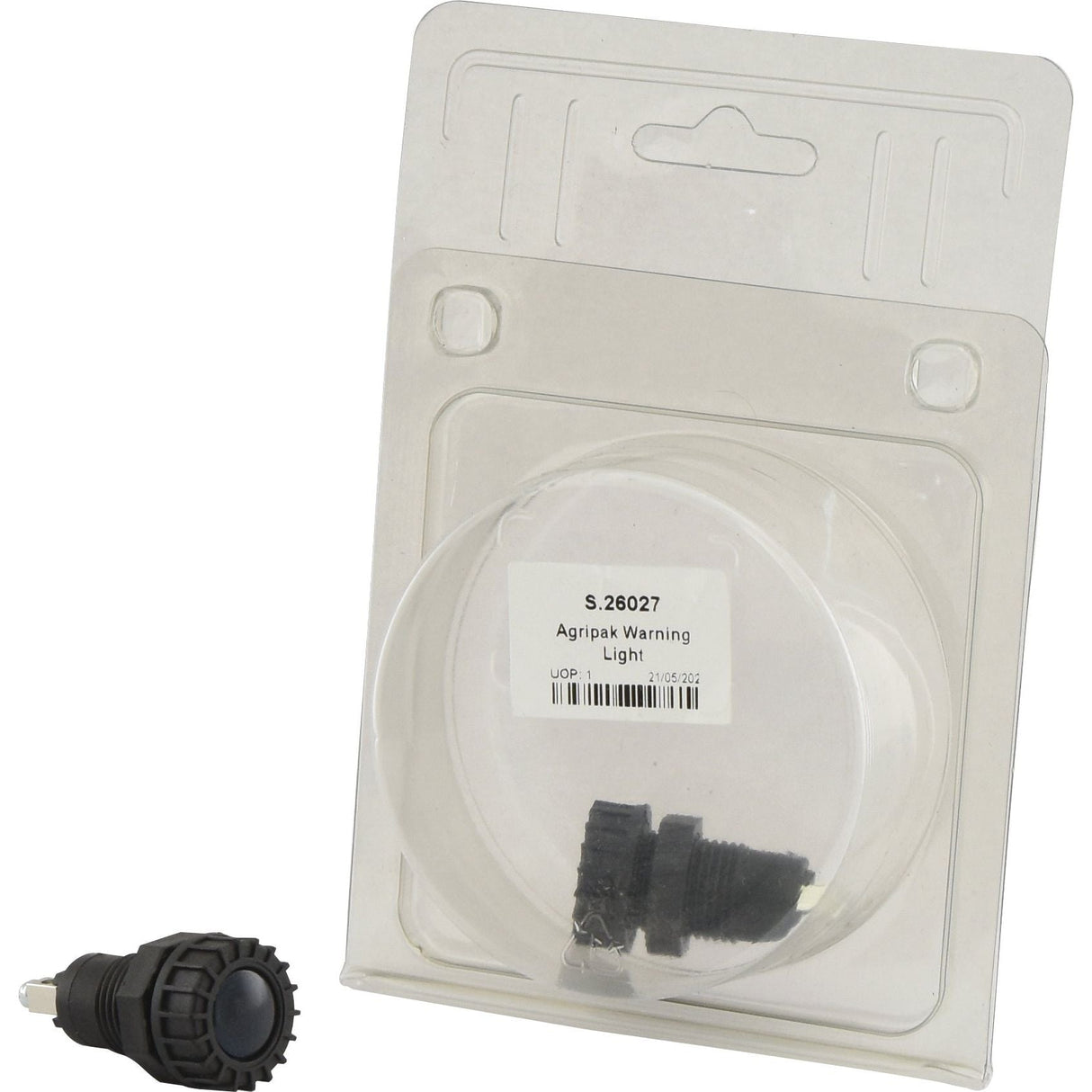 A package containing a Sparex Panel and Dashboard Light Agripak, model S.26027, featuring a halogen light source with an included spare bulb, all sealed in clear plastic packaging.