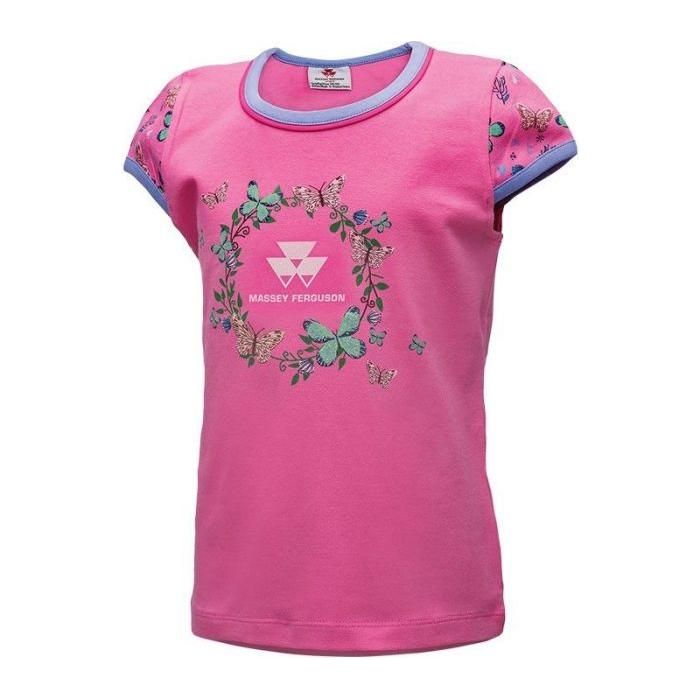 *SPECIAL PRICE* - Massey Ferguson Kids Pink T-Shirt Butterfly Design X993310028