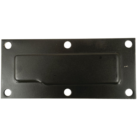 A rectangular black metal plate, featuring four corner holes and one central hole, commonly used as a Cylinder Head Plate in various machinery. This product is known as the "Plate - Cylinder Head" and is associated with Sparex Part No. S.44102 from the Sparex brand.