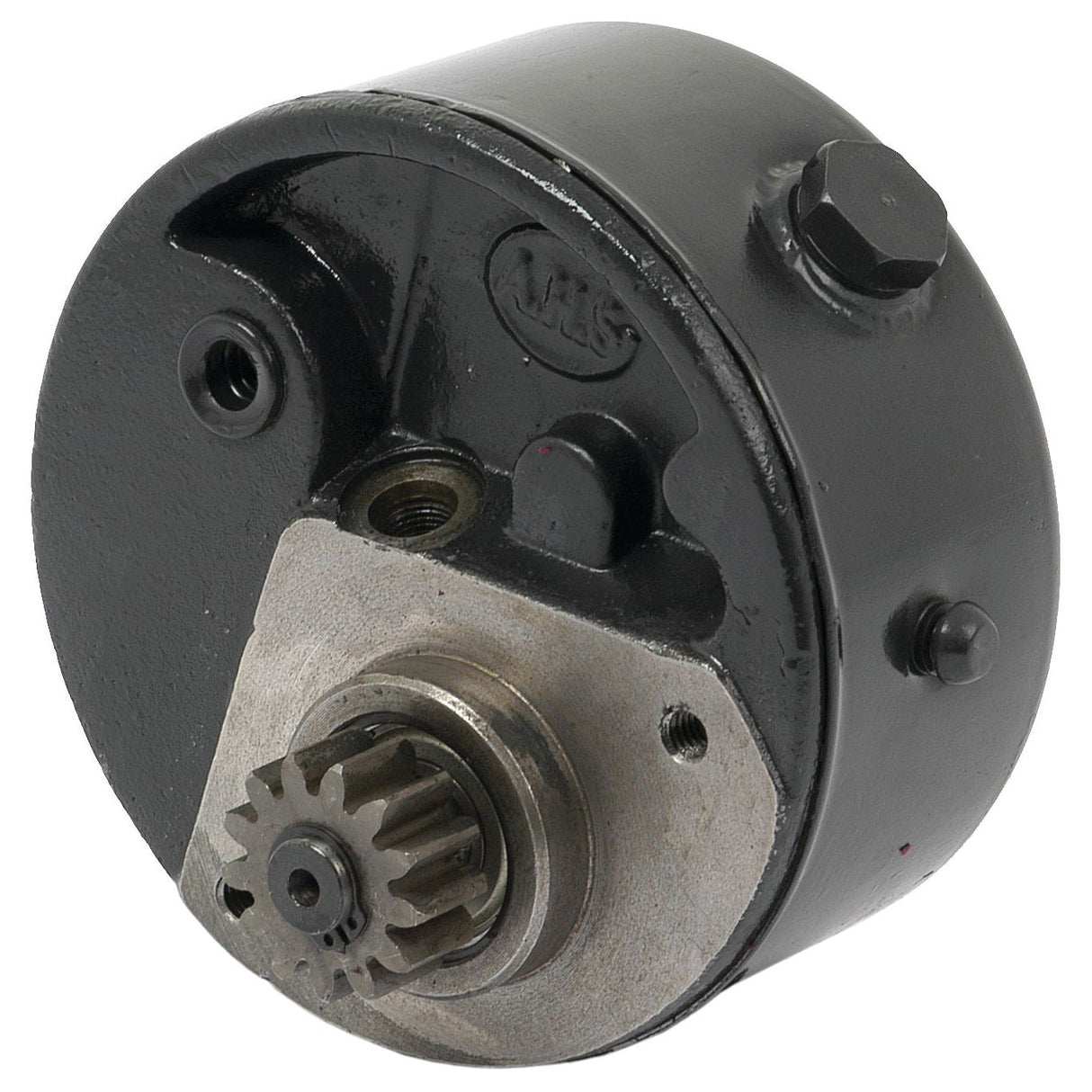 A robust Power Steering Hydraulic Pump, bearing the Sparex Part No.S.43692, features a precise gear mechanism and multiple bolts, all encased in a dark outer shell, delivering the dependable performance similar to that found in Massey Ferguson equipment.