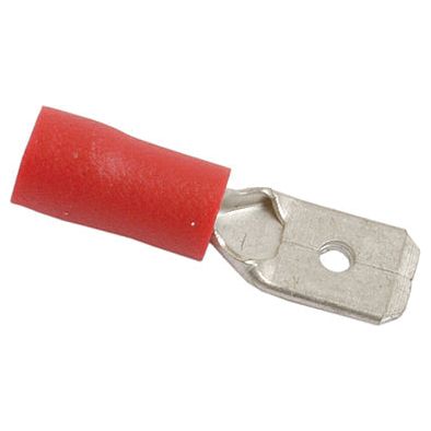 A close-up view of the Sparex Pre Insulated Spade Terminal - S.8539 with a red insulated sleeve.