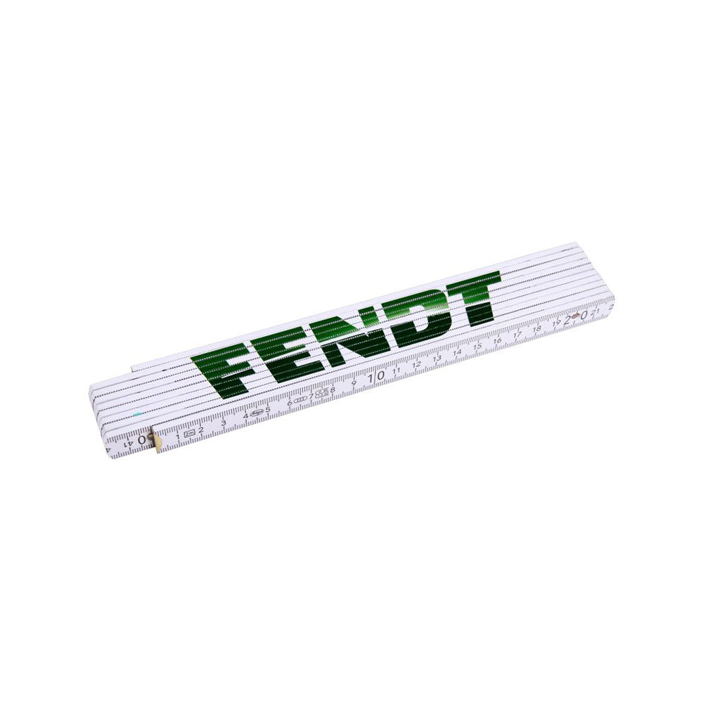 A 2-meter white wooden folding ruler from AGCO, featuring the word "FENDT" in green letters, model X991004094000.