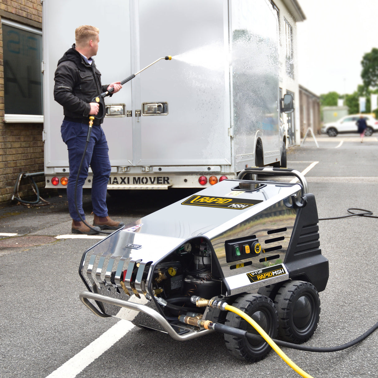 V-TUF RAPIDMSH240v Professional Hot Water Industrial Mobile Pressure Washer - 120Bar, 9L/min