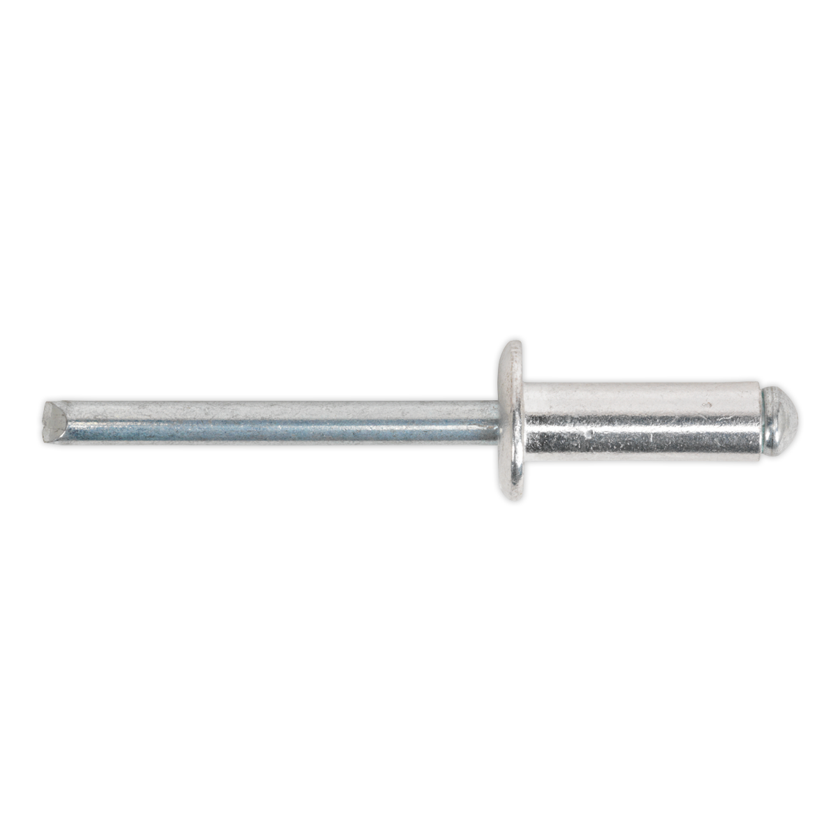 A Sealey Aluminium Blind Rivet with a standard flange, measuring 6.4 x 12mm and featuring a cylindrical body with a flat head, commonly used for fastening materials together, available in packs of 200 - RB6412S.