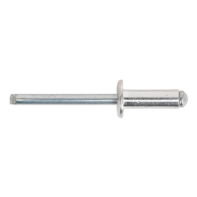 A Sealey Aluminium Blind Rivet with a standard flange, measuring 6.4 x 12mm and featuring a cylindrical body with a flat head, commonly used for fastening materials together, available in packs of 200 - RB6412S.