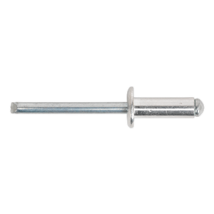 A Sealey Aluminium Blind Rivet with a standard flange, measuring 6.4 x 12mm and featuring a cylindrical body with a flat head, commonly used for fastening materials together, available in packs of 200 - RB6412S.