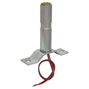 The Sealey Beacon Bracket 2 x Bolt Fixing for RB/WB953, RB/WB955 - RB95B1 is a cylindrical metal sensor with attached black and red wires, mounted on a small metal bracket with two screw holes for installation, and features a prewired socket for convenient connectivity.