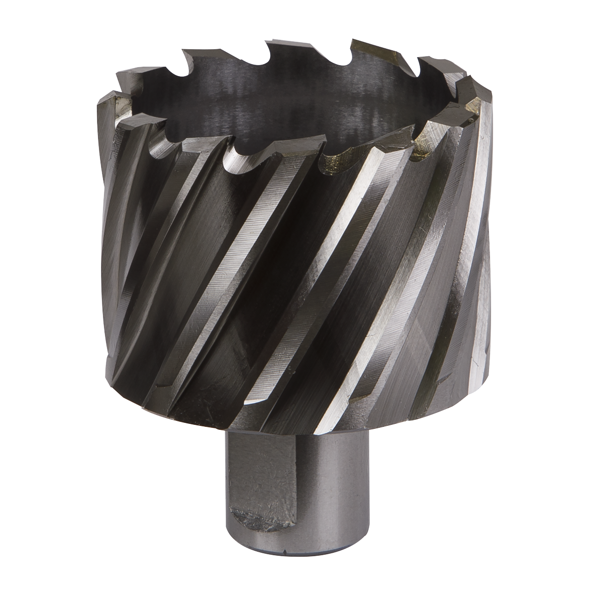 The Sealey Rotabor Cutter HSS Ø51mm - Cut Depth 25mm - RBHSS51S is a metal annular cutter designed with sharp, helical HSS M2 steel teeth and a 19mm Weldon shank, perfect for drilling in metalworking applications using magnetic drills.