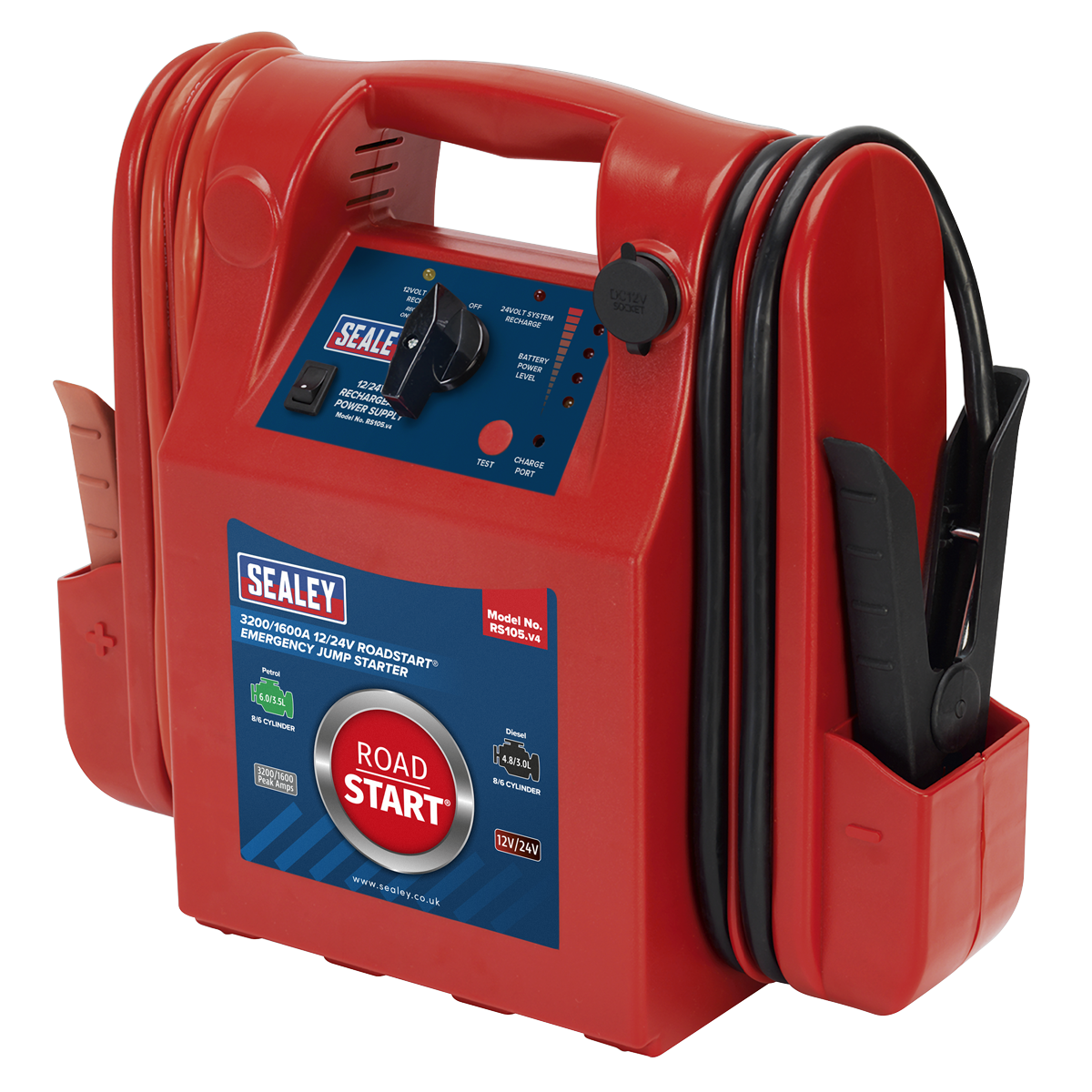 RoadStart® Emergency Jump Starter 12/24V 3200/1600 Peak Amps - RS105 - Farming Parts