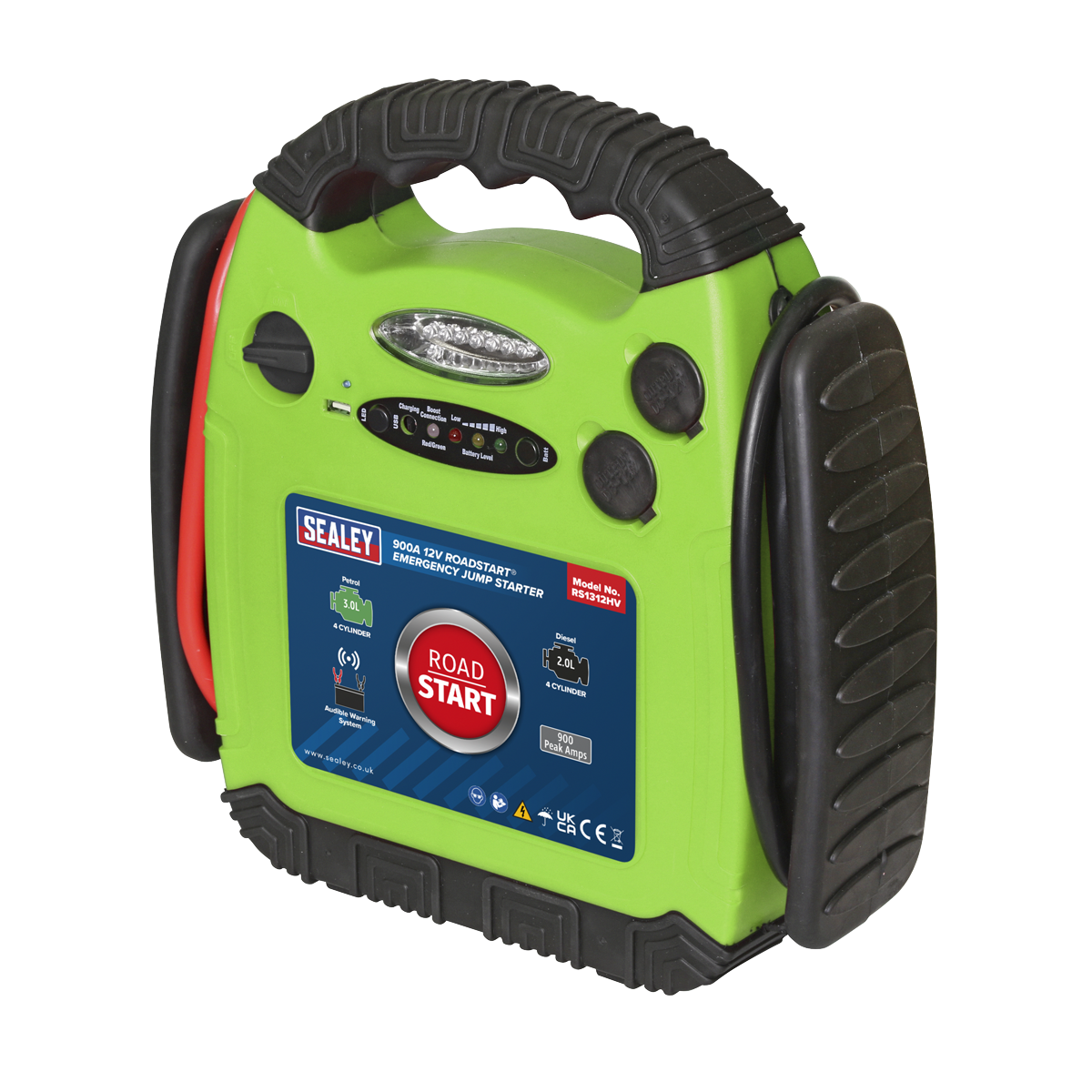 RoadStart® Emergency Jump Starter 12V 900 Peak Amps Hi-Vis Green - RS1312HV - Farming Parts