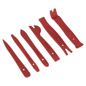 The Sealey Mini Panel Removal Set 6pc - RT6KIT is a set of six resilient nylon trim removal tools with a slim profile, designed for effortlessly removing dash trim and interior panels in vehicles.